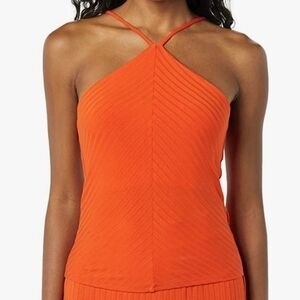 Daily Ritual Women's Wide Rib Cropped T-Strap Cami Top in Rust Orange Size XL